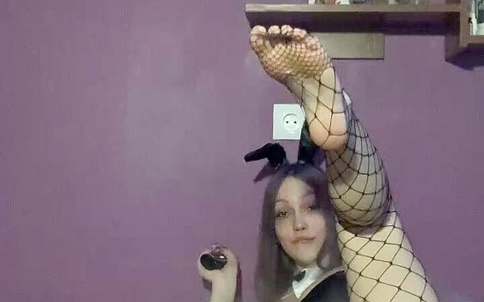 WhoreHouse: Bunny girl shows and jerks off her holes and vape