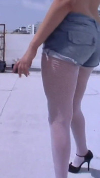 Naughty Blonde Slut in Fishnets Gets Oily Body Fucked From Behind Doggy Creampie
