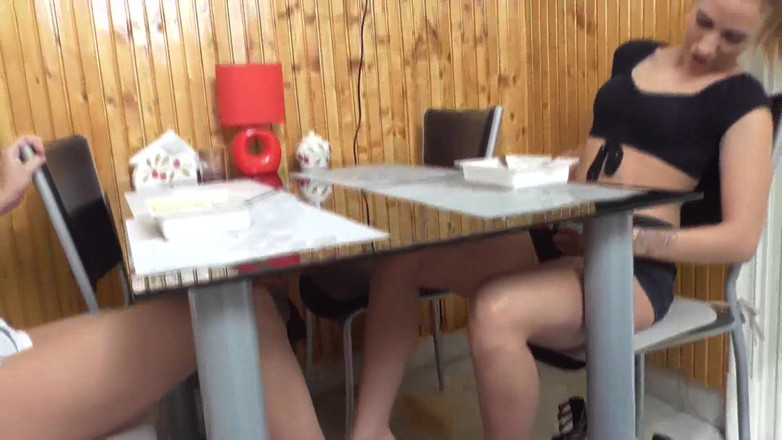 Foot Girls: Sexy Teen Twins Torment One Poor Dude