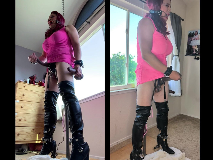 Sissy Candy: Une tapette enfermée dans une cage de chasteté et dans...