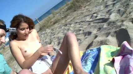 Content Candy: Brunette Latina Sucks Cock On A Beach And Gets Fingered