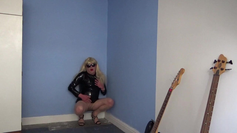 Leather Kirsten: Pvc Dress High Heels and Nothing Else!