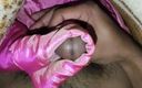 Satin and silky: Satin-seiden-handjob porno - Handjob mit rosa schattiertem Satin-seidigen anzug von nachbarin...