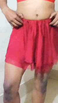 Latina Ladyboy Dance in Red Sexy Lingerie