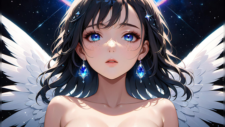 LustRender: ヴォイドゲイザー:きらめく宇宙のそばかすを持つ美しい若い女性