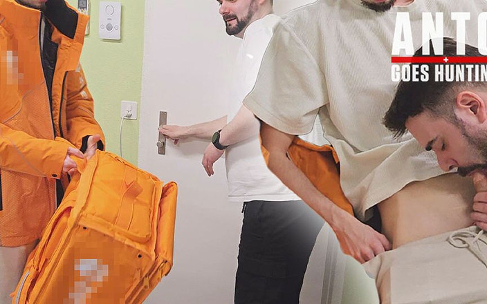 AntoGoesHunting: Penghantar Makanan Pelajar Kembar Lurus Yakin Dapat blowjob