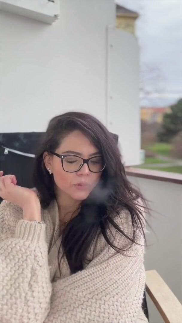 Shione Cooper: Smoking Cigarette in Glasses