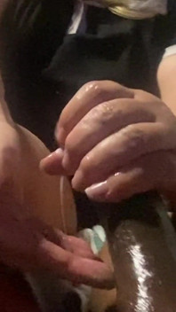 Hot Handy Blonde GILF Worships Black Cock Stroking for Black Seeds in Her Hand and Mouth