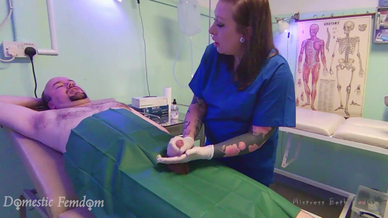 Domestic femdom: Medical Handjob