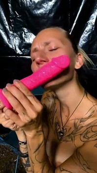 Teen Rides a Dildo Outdoors When Camping