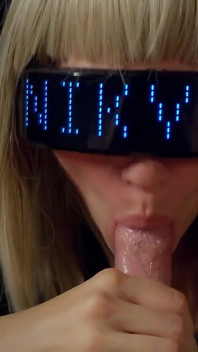 Yberpunk Girl Greedily Sucks All the Cum Out of Her Fan
