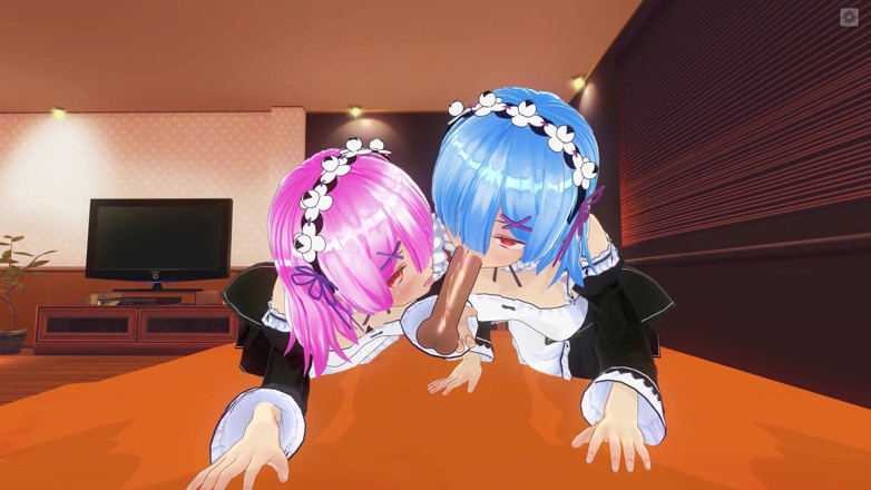 H3DC: 3D HENTAI POV. Ram and Rem suck your cock