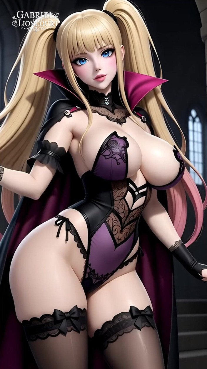 Gabriel de Lioncourt AI: Hentai Gothic Girls with Dyed Hair Showing off Their Big...