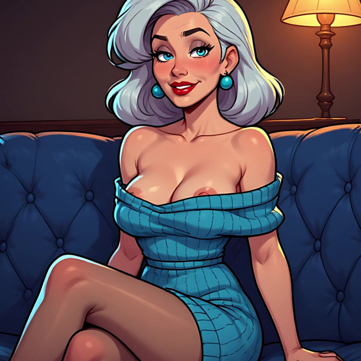 AI Porn: Stijlvolle cartoon rijpe tieten bloot