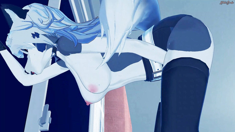 Hentai Smash: Loona masturbuje się w salonie - szef Helluva Hentai.