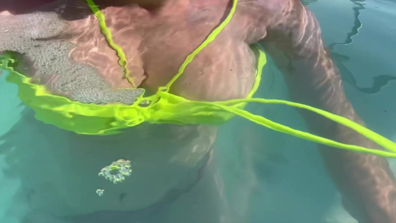 Artemisia Love: Artemisia Love Swimming in the Pool Flashing Her Big Juicy...