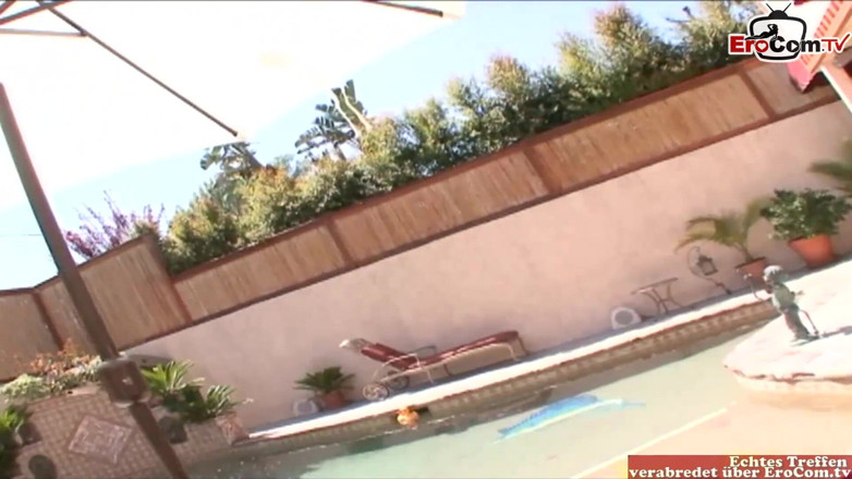 EroCom: Outdoor threesome with a blonde teen and a black haired...