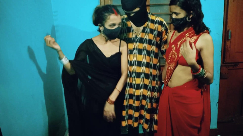 Hot_Monika: Two Bhabhi Fuck with Naughty Devar for Hard Sex, Bhabhi...