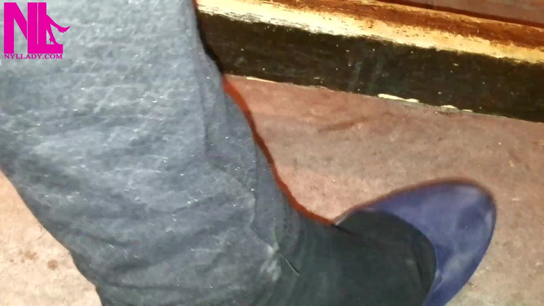 Nyllady: Dangling in Blue Ballet Flats in a Bar