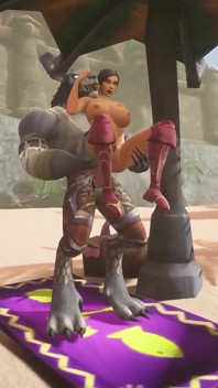 Sesso con un lupo mannaro in spiaggia | Parodia porno di warcraft