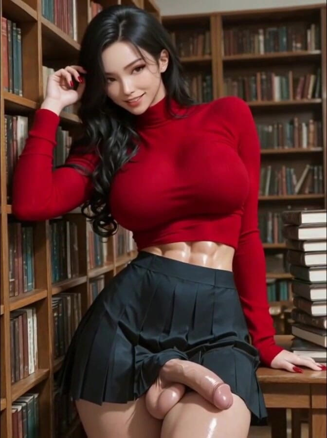 Michele Henri: Futanari in Library