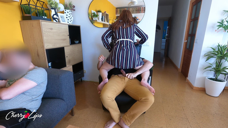 Cherry Lips: Stealty fuck behind my stepbrother with his best friend