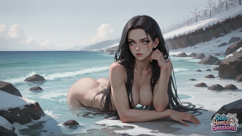 Solo Hentai Sessions: 스노위 비치 솔로 커피 데이트: 겨울 고독과 김이 모락모락 나는 한 모금