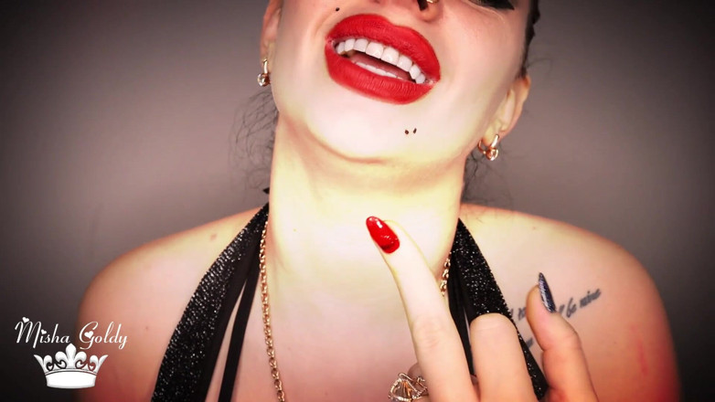 Goddess Misha Goldy: Wank to my middle finger stupid jerkaholic!