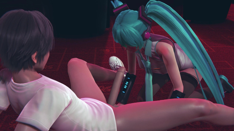 Waifu club 3D: Miku gives a blowjob to a guest