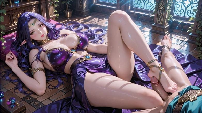Tay Swift X: Fantasy castle fialová elf bohyně kouří footjob na pejsek masivní...