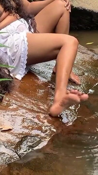 A Young Man Arrives While a Slim Sri Lankan Woman with Naturally Large Breasts Is Bathing and Fuck Her Right There in the Water