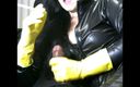 The flying milk wife handjob: Smoking wife in yellow rubber gloves drive me crazy