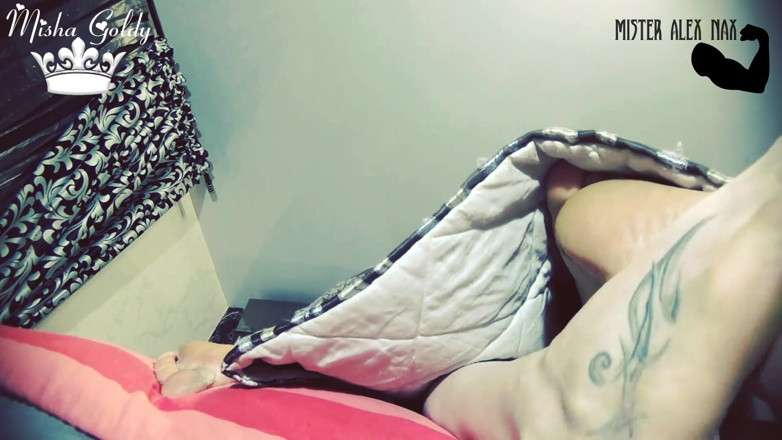 Goddess Misha Goldy: Lick and worship our feet bitch while I have sex...