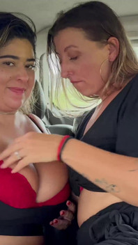 Brazilian BBW & Skinny Lesbians Car Journey Lactation
