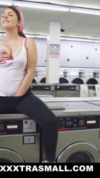 Cute curvy teen fucked in a laundromat