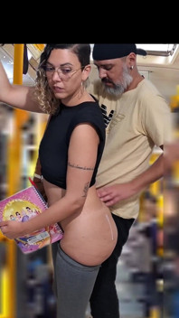 Slutty Student Gets Cumshot in Public on the Bus
