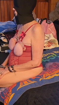 Feet Tied to Tits and Ass Inflated with Toy Then Fucked Hard in Her Ass