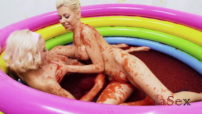 La sex: Lou lou and christine love lick cherry jam off of...