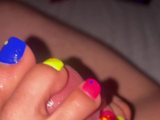 Latina malas nail house: Sexy cute neon toes teasing a wet cock