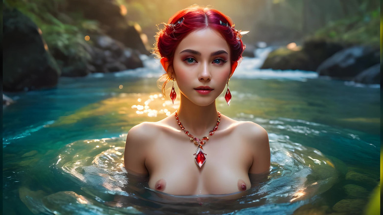LustRender: 21 gambar telanjang gadis peri paling cantik memakai berlian merah...