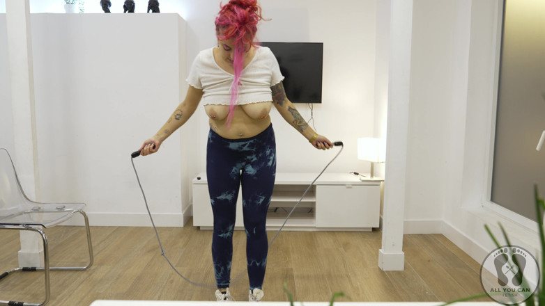 All You Can Fetish: Yoga Training Warmup Jumping Jacks Skipping Rope Big Tits