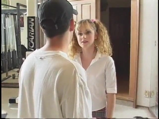 Dangerous Teens: Curly blonde slut getting pussy penetration in gym