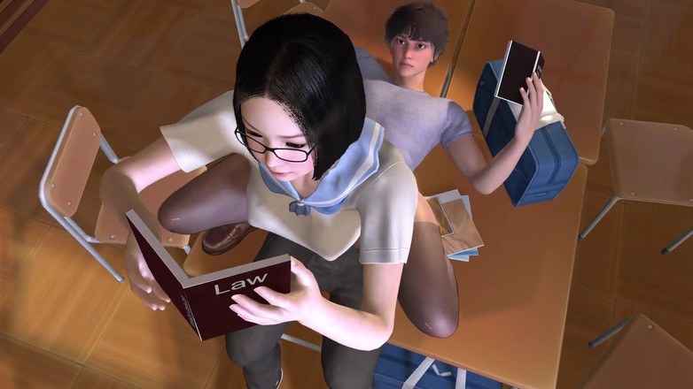 Wraith ward: Chica asiática estudiando encima de su amiga: 3d hentai