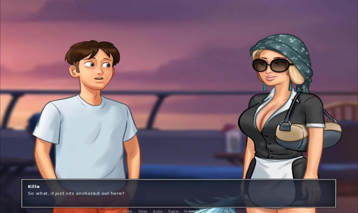 Cartoon Play: Summertime saga part 284 - nude slut on yacht
