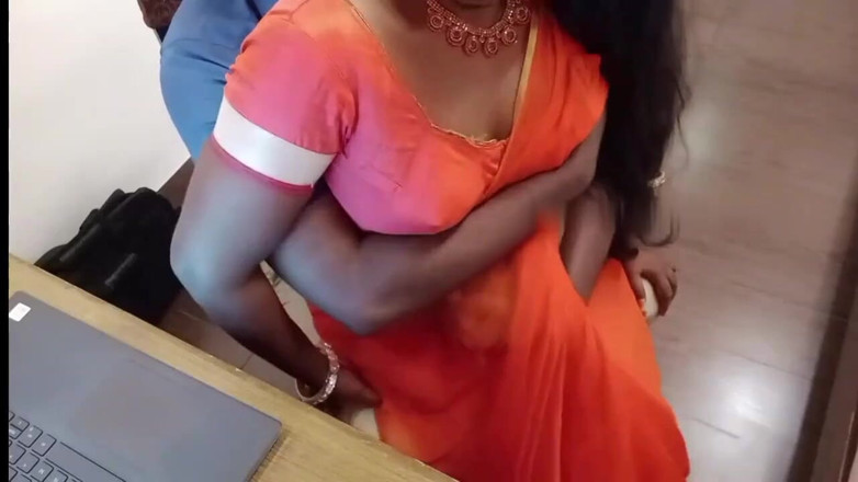 Luxmi Wife: Wife Fucks Manager in Office Transparent Saree