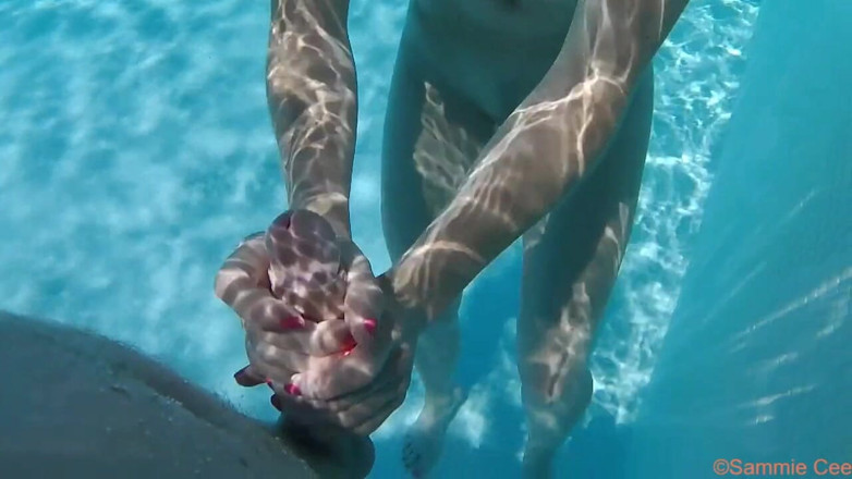 Sammie Cee: Pool BJ underwater HJ And cumshot