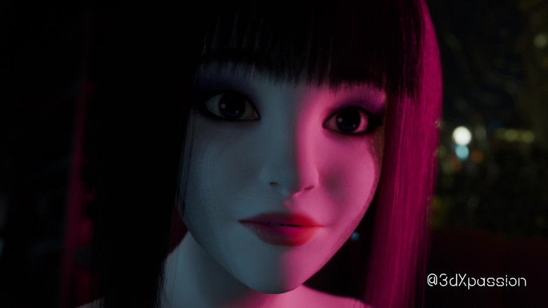 3dxpassion: Nexus 3 neondrömmar. Extrem deepthroat. Cyberpunk sex med bystig brunett