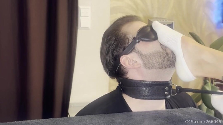 Deep Sole Devotion: Blindfolded Foot Slave on a Leash - Smelly Socks Domination Part 1