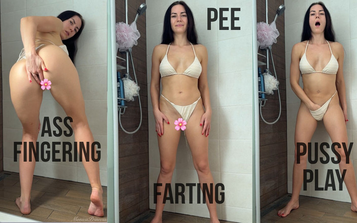 Princess Monica: Masturbace a orgasmus v bikinách, Čůrání, Prdění, Prstění zadku, Sprosté řeči