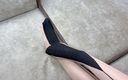 Gloria Gimson: Solo Caressing Long Legs in Black Nylon Pantyhose